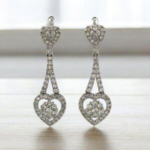 LeVian Diamond Heart Dangle Earrings in 14kt White Gold